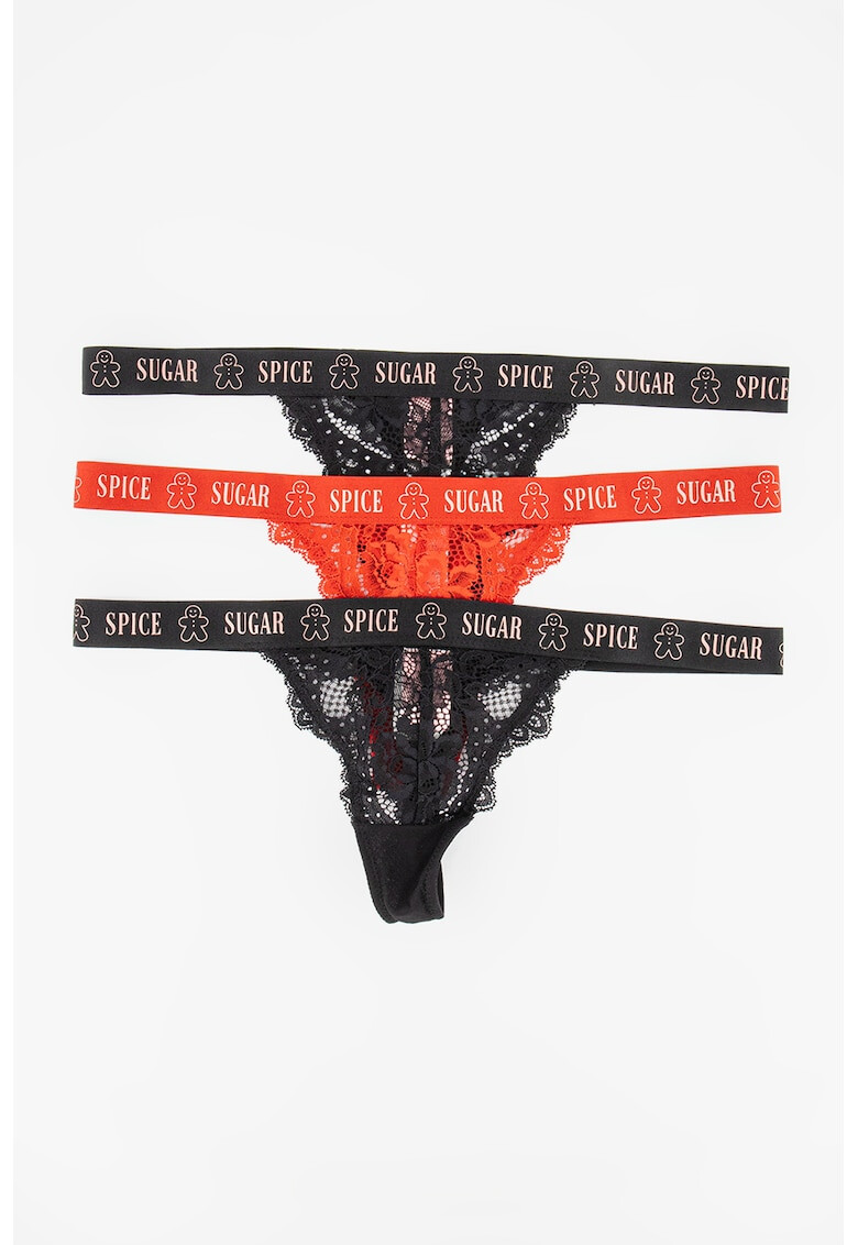 Hunkemoller Танга Cinnamon с дантела - 3 чифта - Pepit.bg