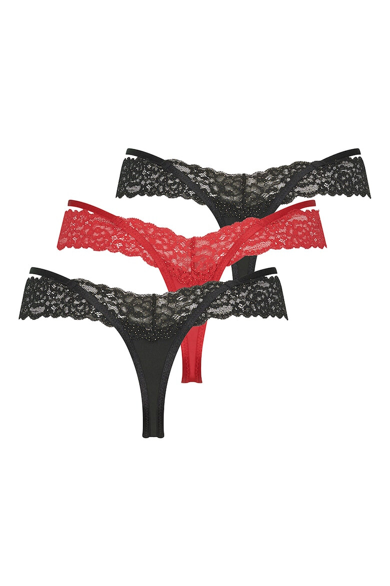 Hunkemoller Танга с дантела - 3 чифта - Pepit.bg