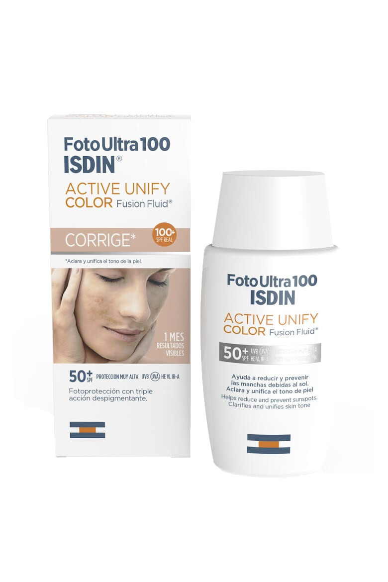 ISDIN Слънцезащитен крем Fotoultra Active Unify Color 100+ SPF50+ С тройно депигментационно действие 50 мл - Pepit.bg