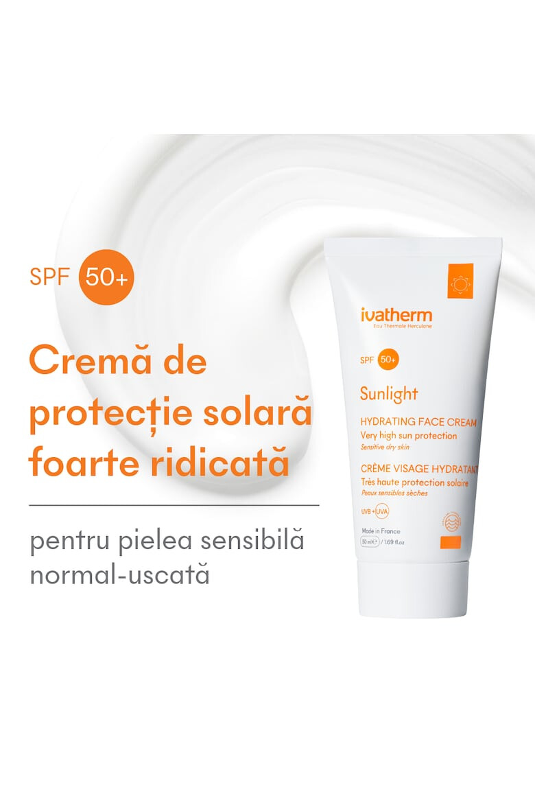 Ivatherm Слънцезащитен крем за лице SPF 50+ Sunlight За чувствителна и суха кожа 50 мл - Pepit.bg