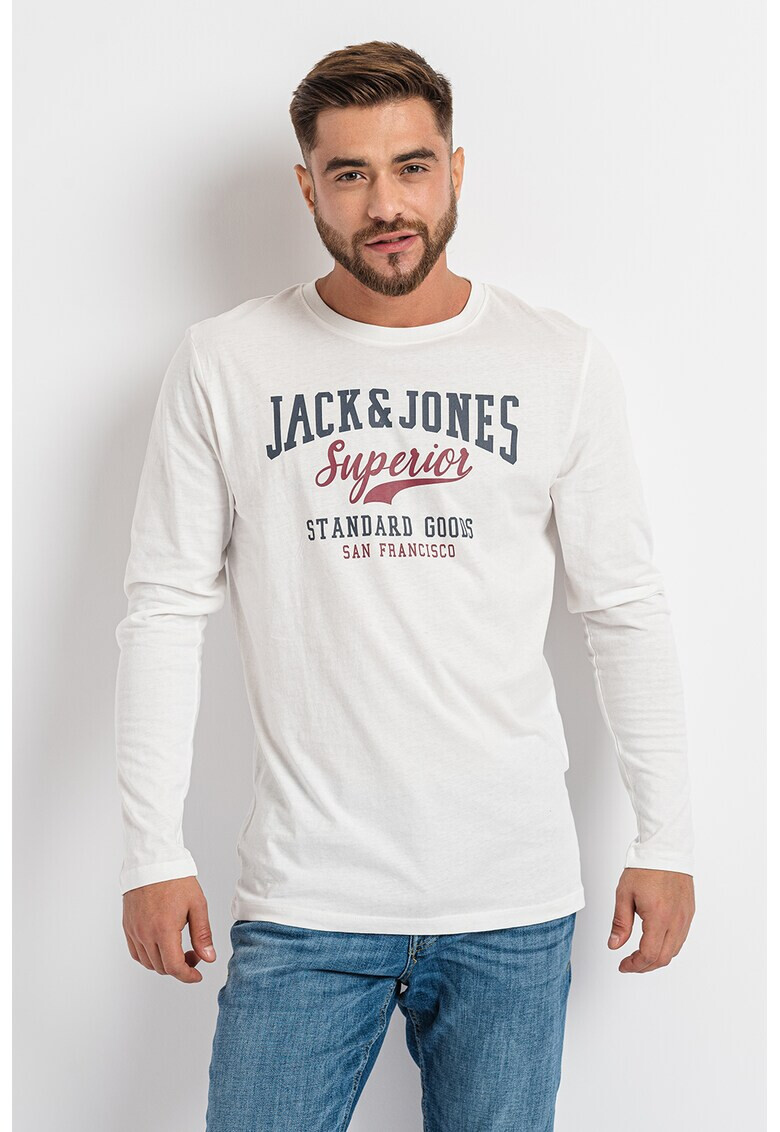 Jack & Jones Блуза с овално деколте и лого - Pepit.bg
