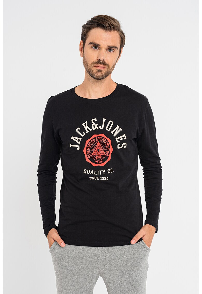 Jack & Jones Блуза с овално деколте и лого - Pepit.bg