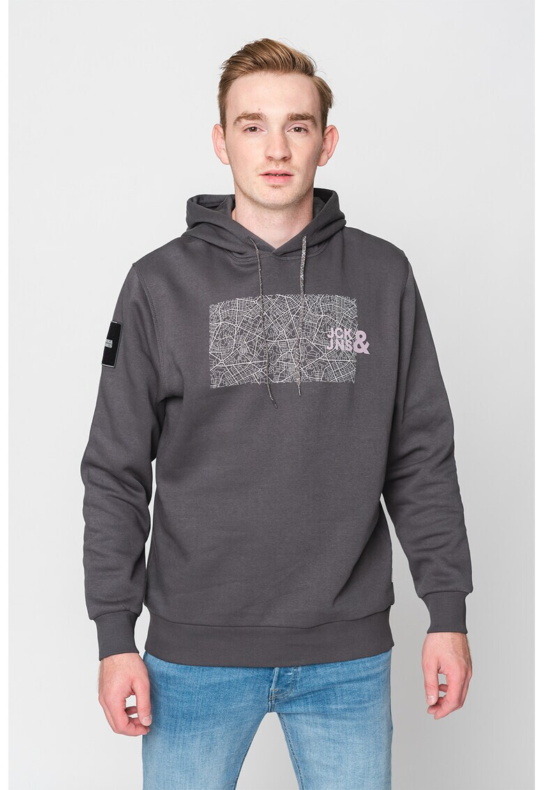 Jack & Jones Худи City Map с пришито лого - Pepit.bg