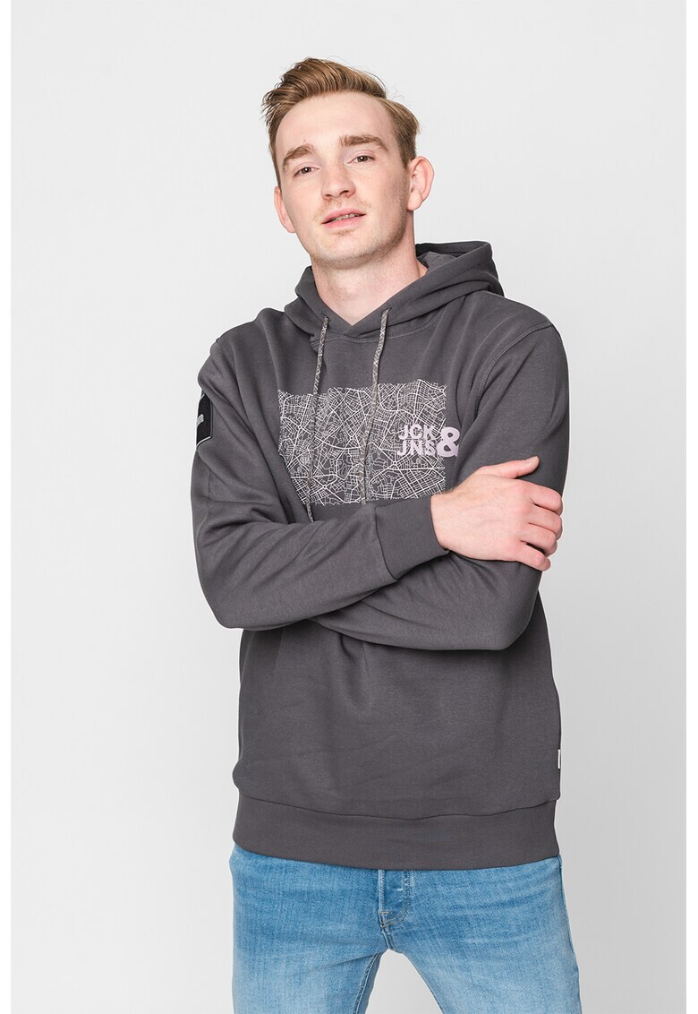 Jack & Jones Худи City Map с пришито лого - Pepit.bg