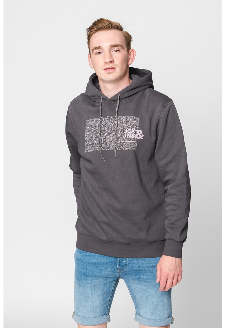 Jack & Jones Худи City Map с пришито лого - Pepit.bg