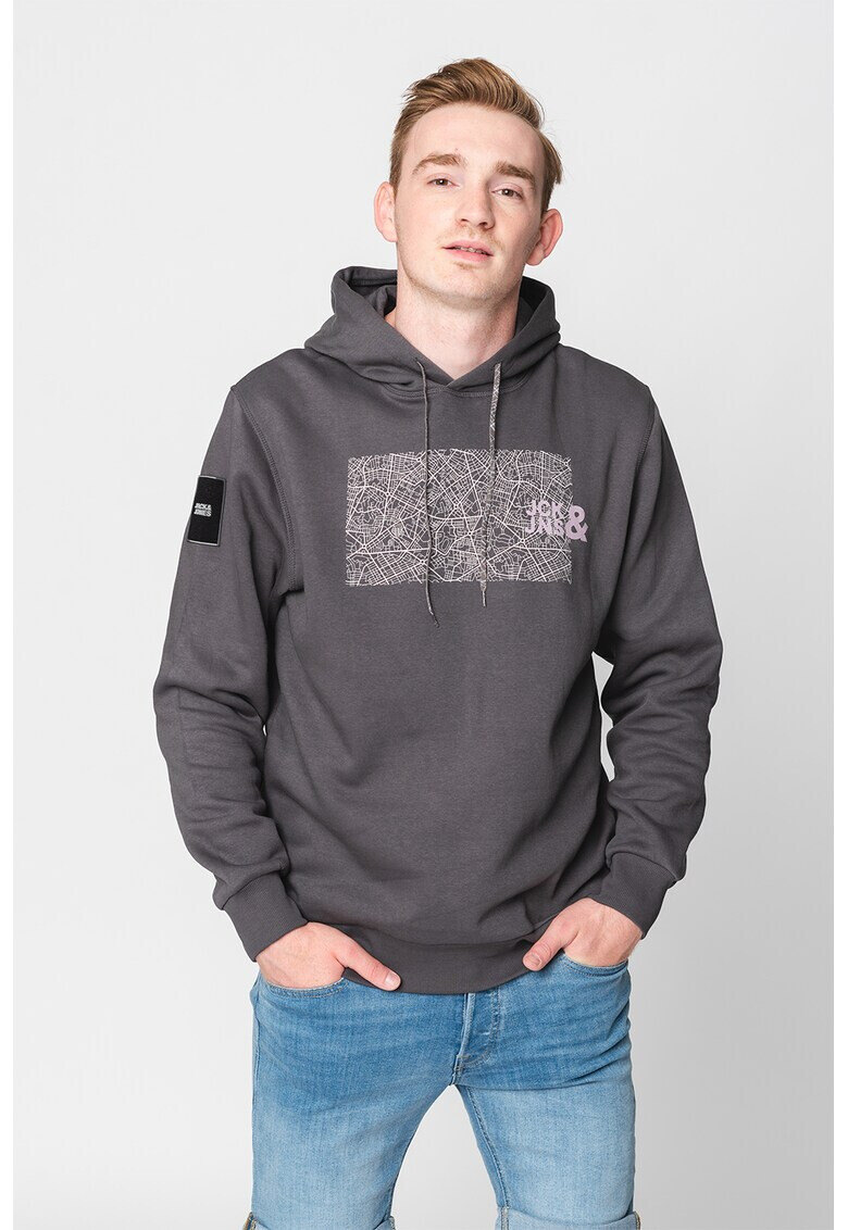 Jack & Jones Худи City Map с пришито лого - Pepit.bg