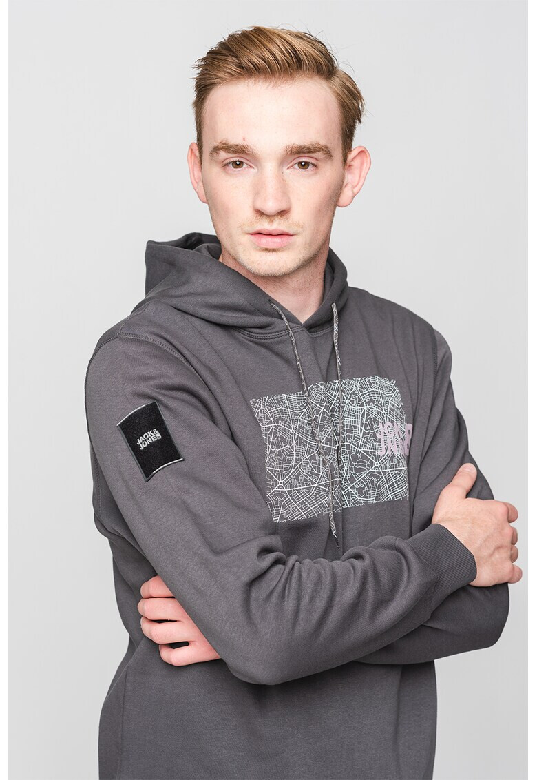 Jack & Jones Худи City Map с пришито лого - Pepit.bg