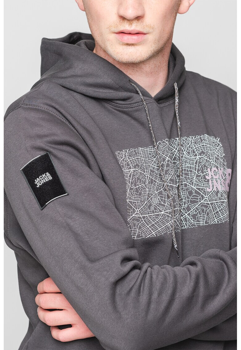 Jack & Jones Худи City Map с пришито лого - Pepit.bg