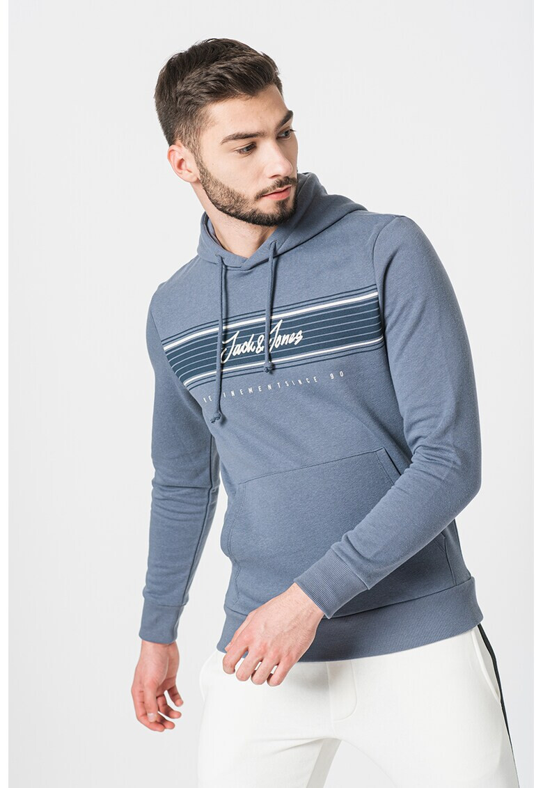 Jack & Jones Худи Leo с джоб кенгуру и щампа - Pepit.bg