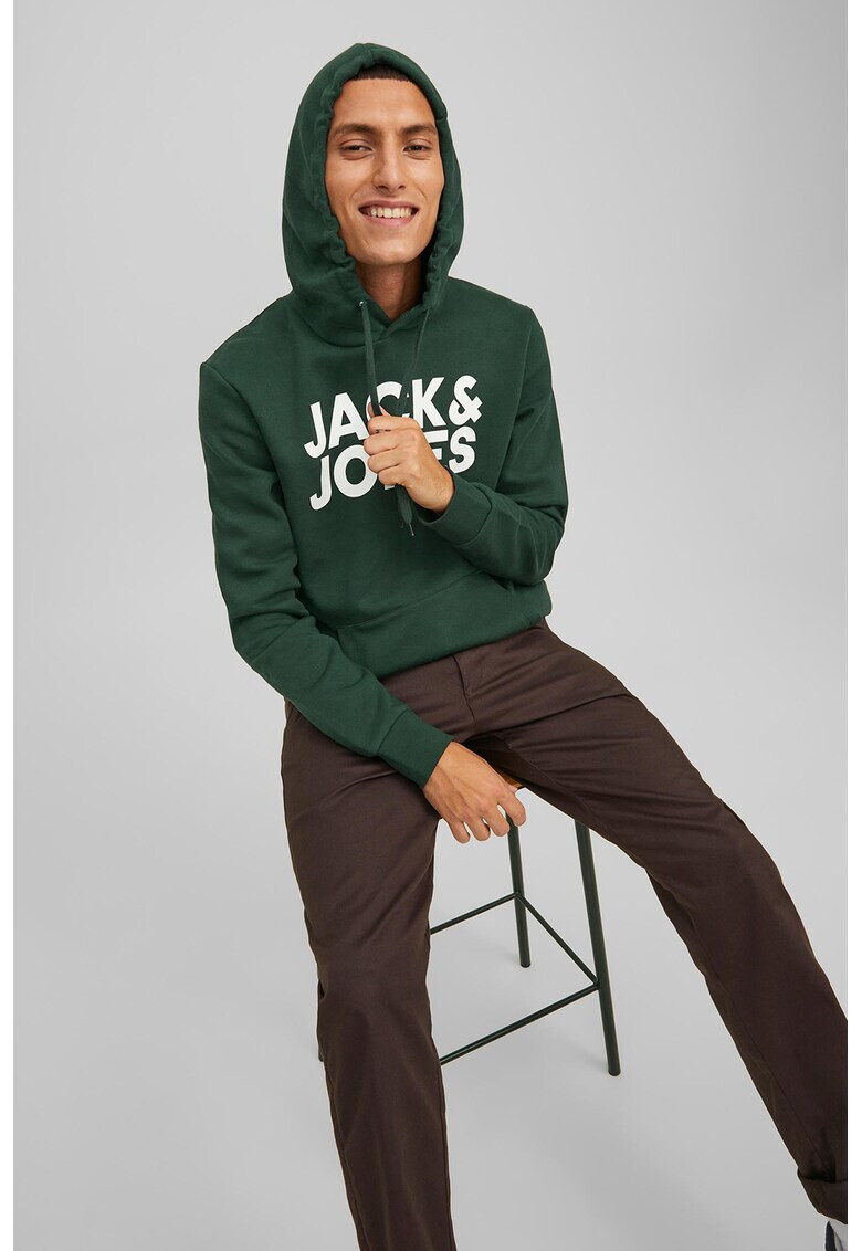 Jack & Jones Худи с джоб кенгуру и лого - Pepit.bg