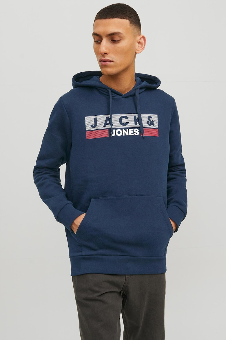 Jack & Jones Дълго худи Corp с джоб кенгуру и лого - Pepit.bg