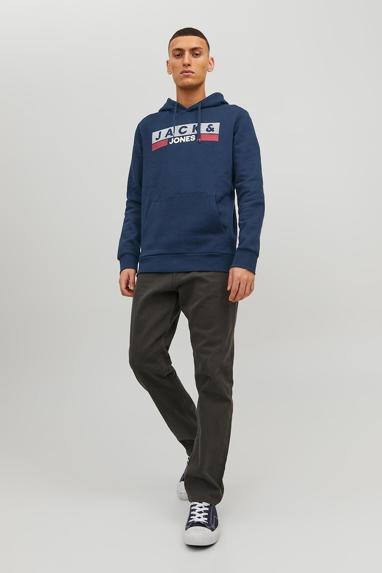 Jack & Jones Дълго худи Corp с джоб кенгуру и лого - Pepit.bg