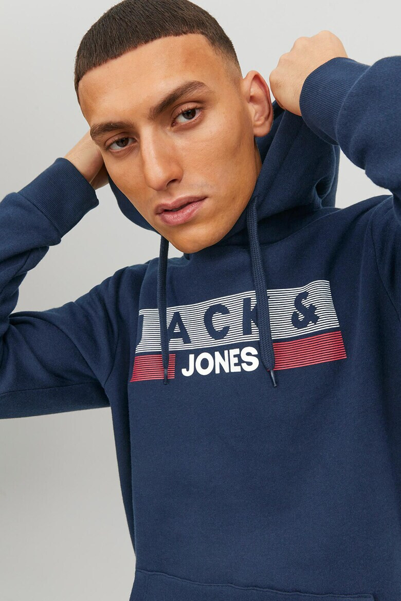 Jack & Jones Дълго худи Corp с джоб кенгуру и лого - Pepit.bg