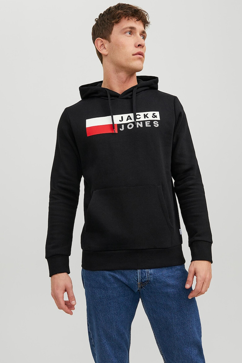 Jack  Jones Худи с джоб кенгуру и лого - Pepit.bg