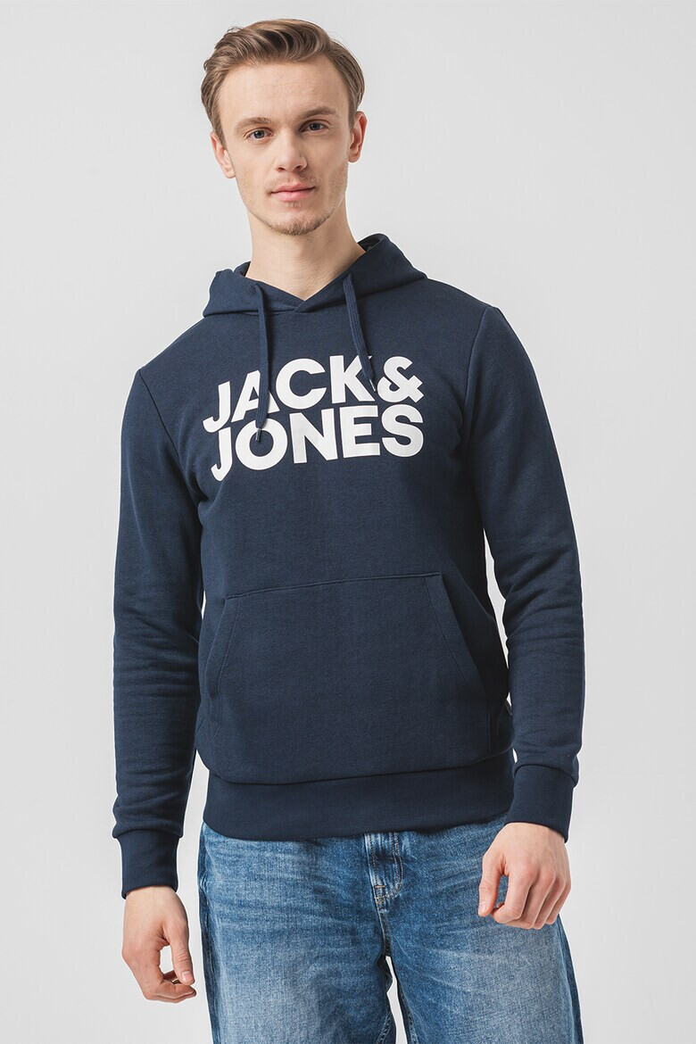 Jack  Jones Худи с джоб кенгуру и лого - Pepit.bg