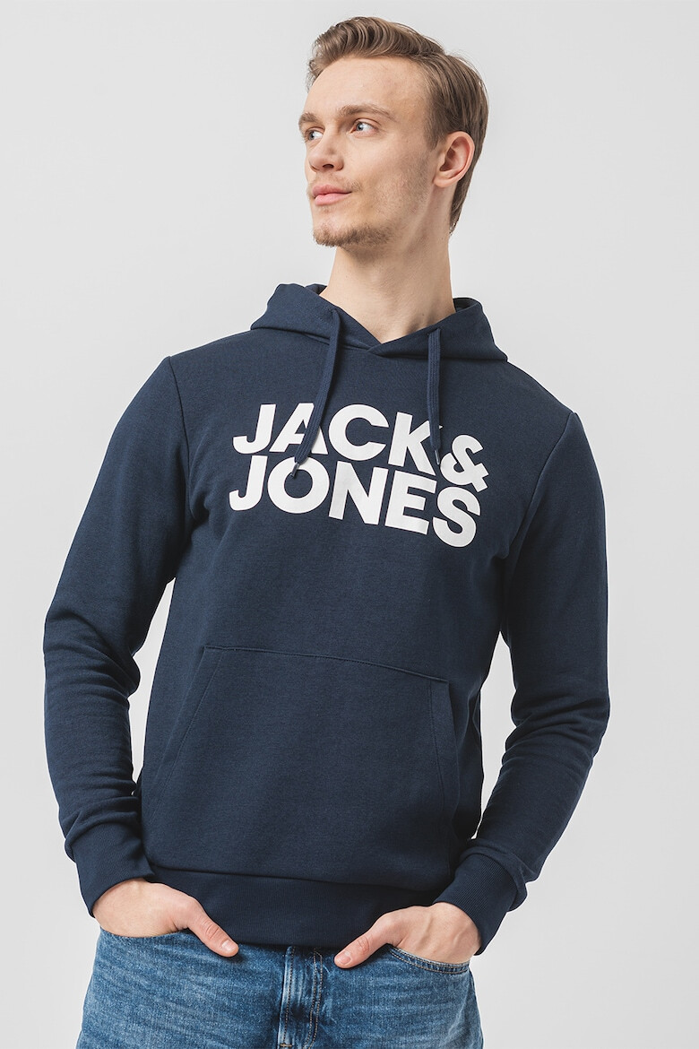 Jack  Jones Худи с джоб кенгуру и лого - Pepit.bg
