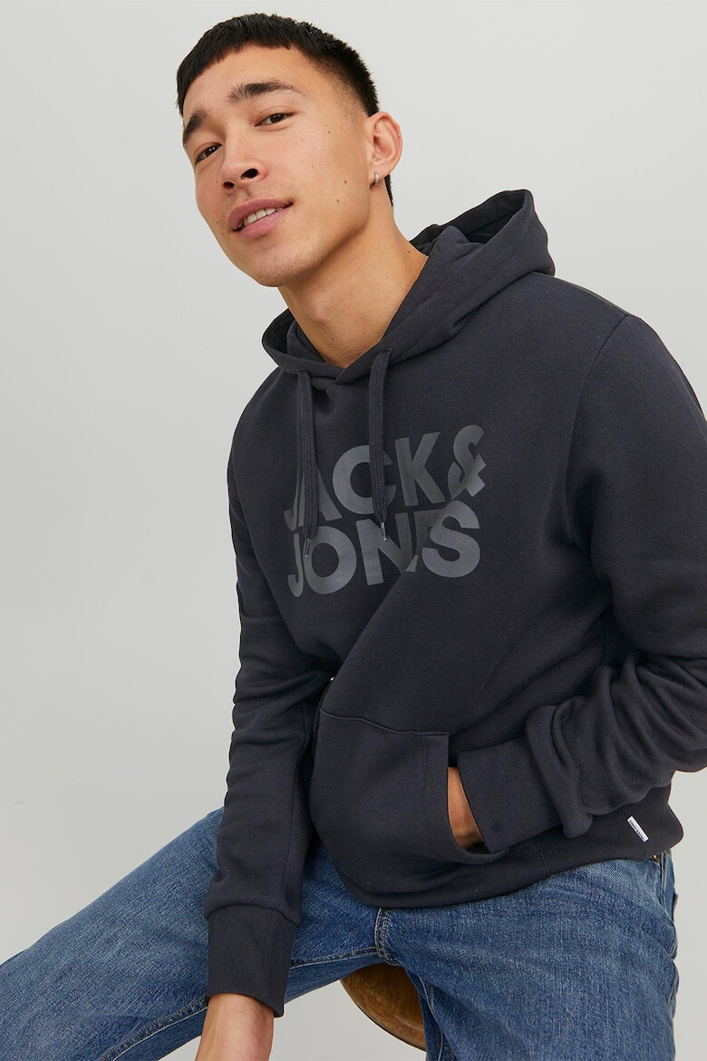 Jack  Jones Худи с джоб кенгуру и лого - Pepit.bg