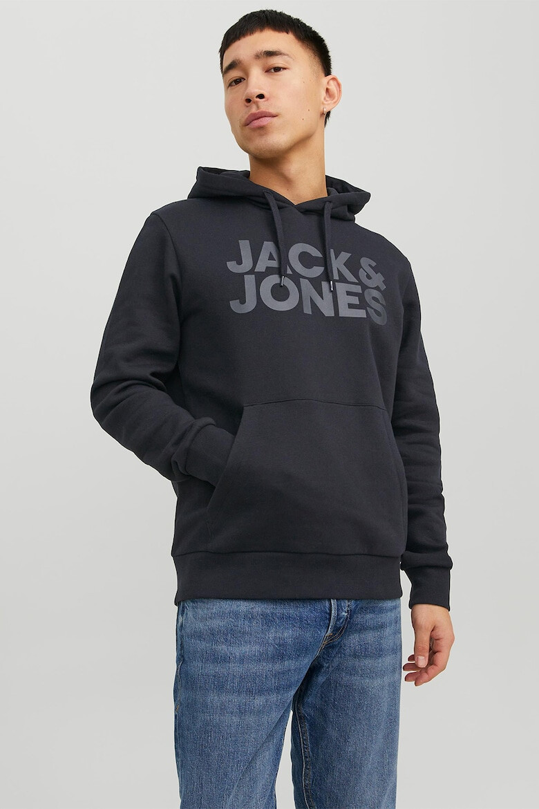 Jack  Jones Худи с джоб кенгуру и лого - Pepit.bg