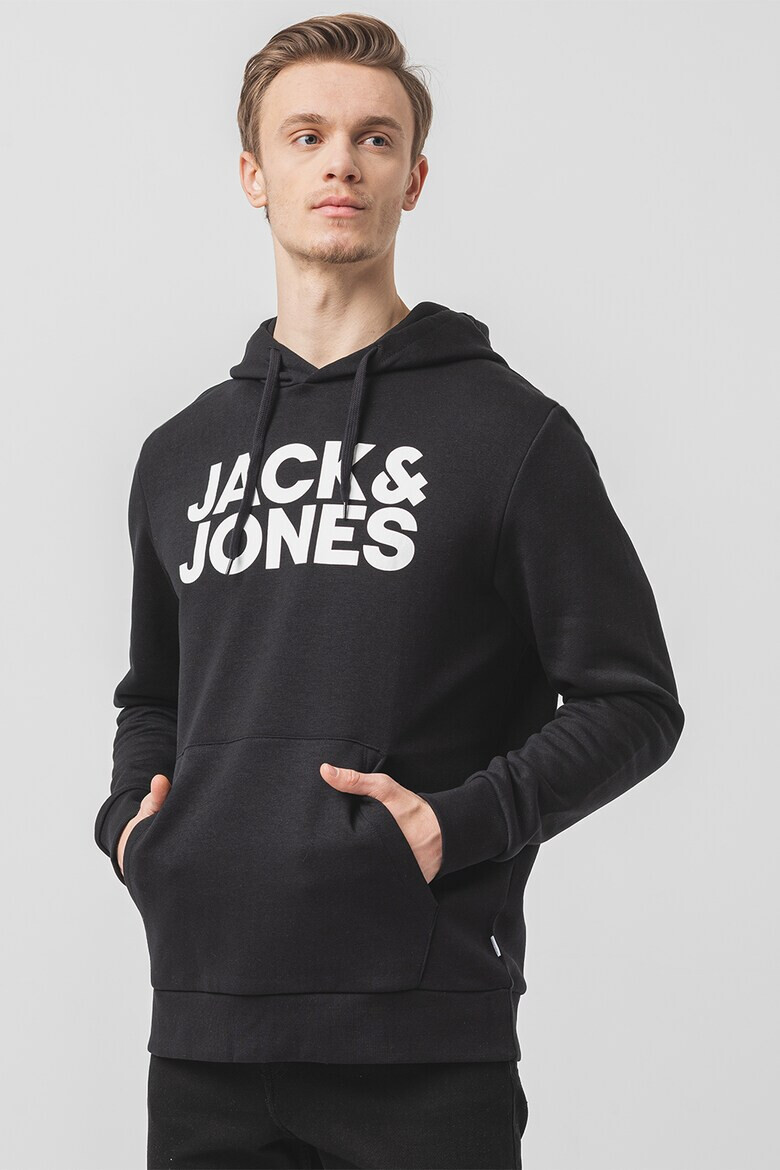 Jack  Jones Худи с джоб кенгуру и лого - Pepit.bg