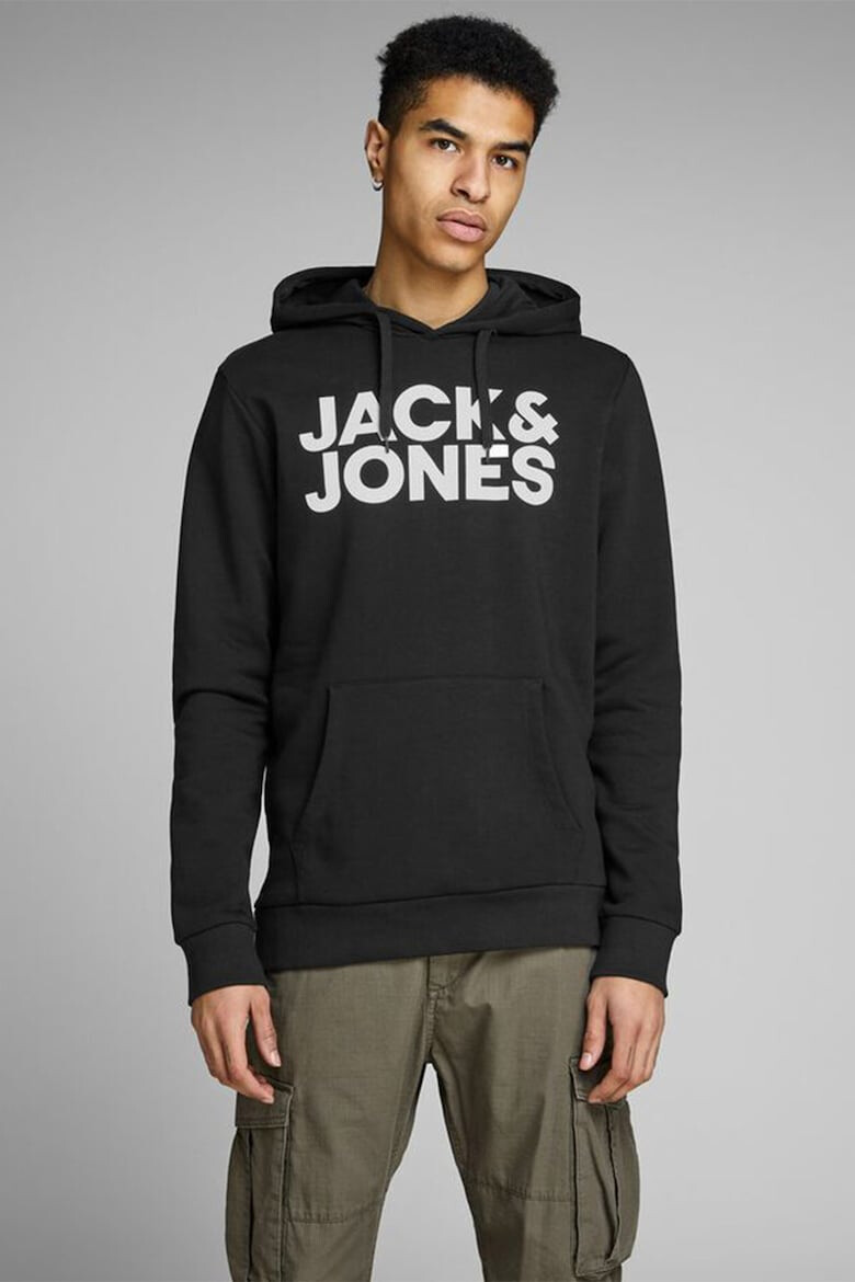 Jack  Jones Худи с джоб кенгуру и лого - Pepit.bg