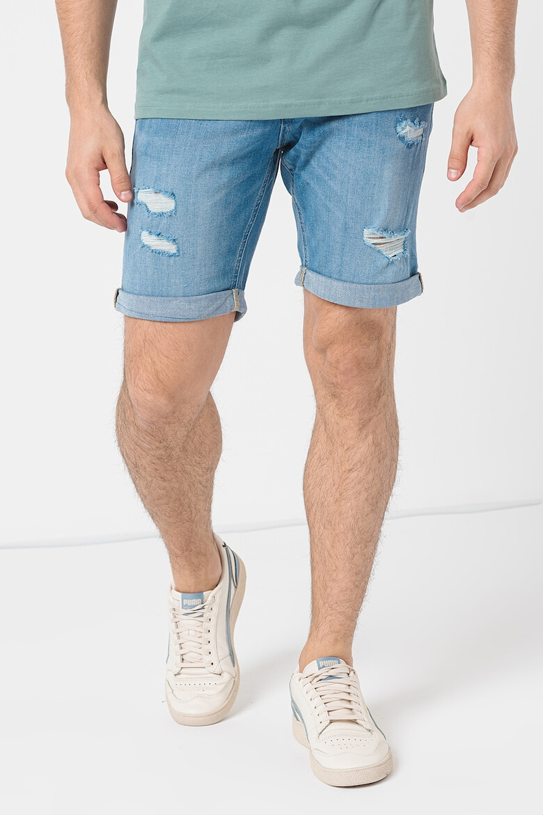 Jack & Jones Къси дънки Rick с протрити зони - Pepit.bg