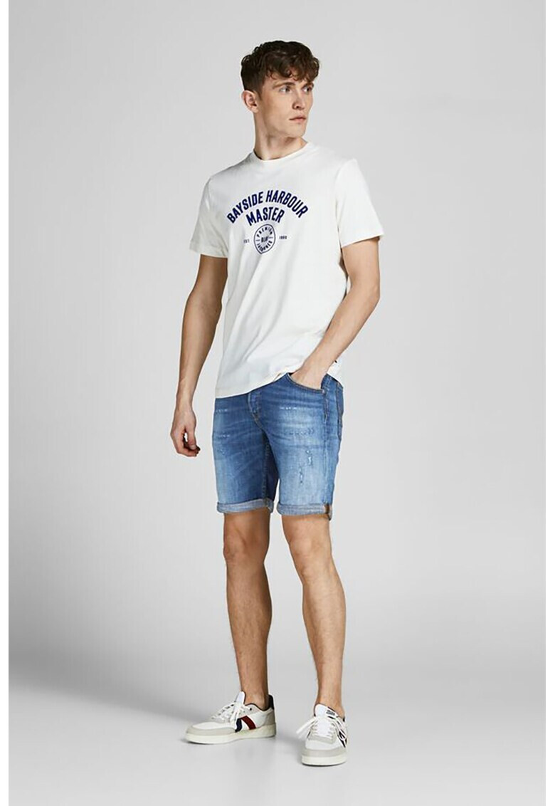 Jack & Jones Къси дънки Rick със захабен ефект - Pepit.bg