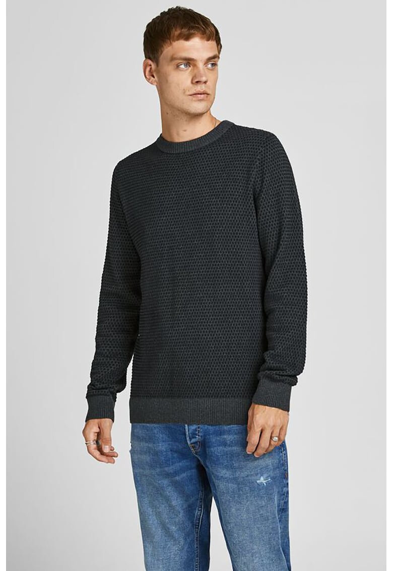 Jack & Jones Памучен пуловер с релеф - Pepit.bg