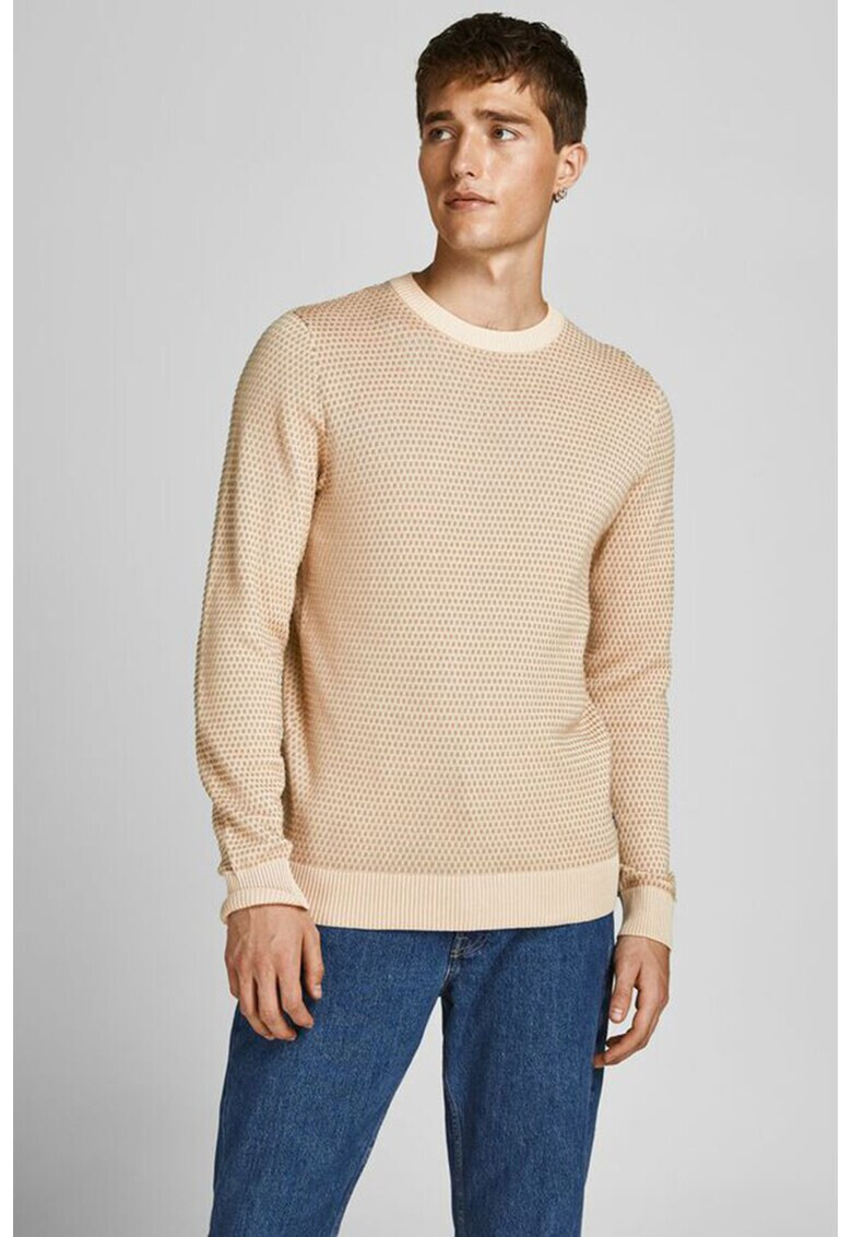 Jack & Jones Памучен пуловер с релеф - Pepit.bg