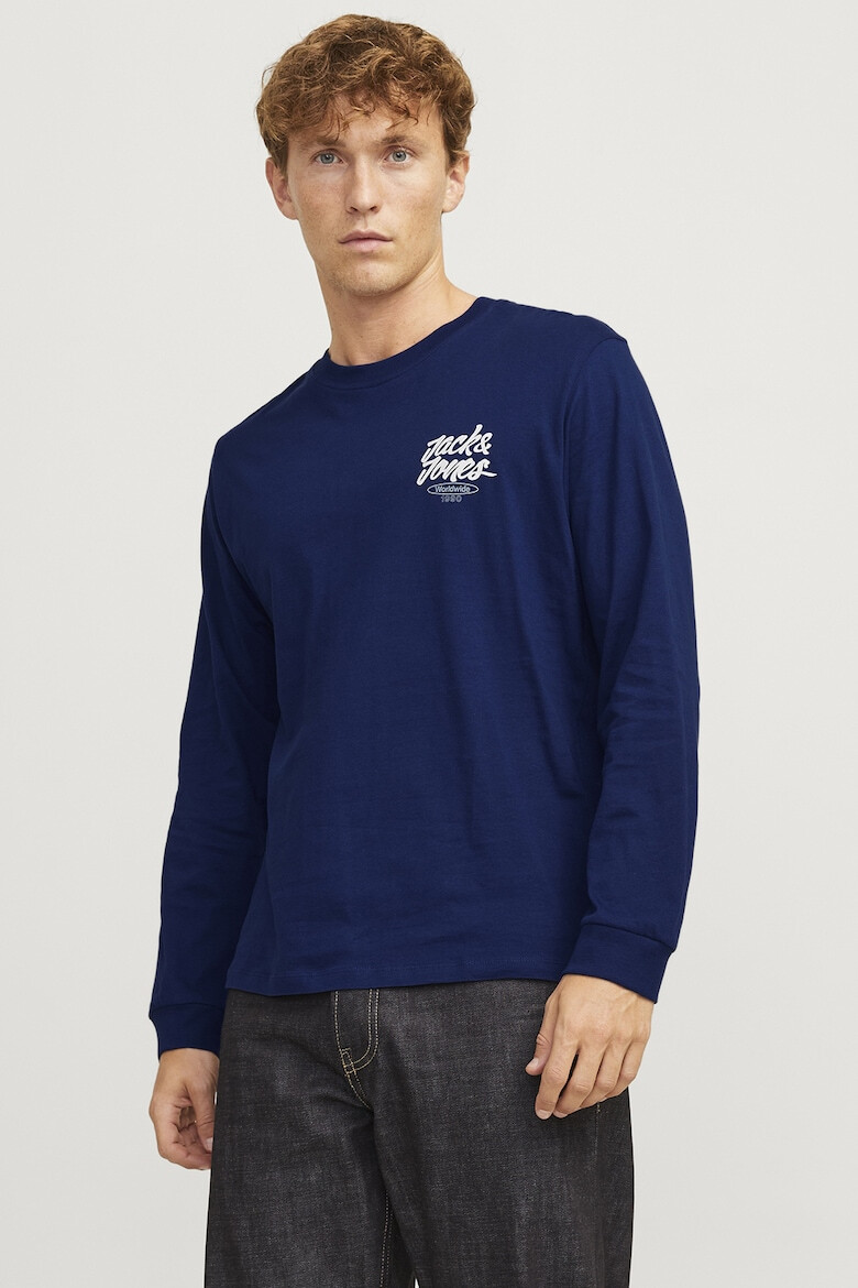 Jack & Jones Памучна блуза Eaton с лого - Pepit.bg