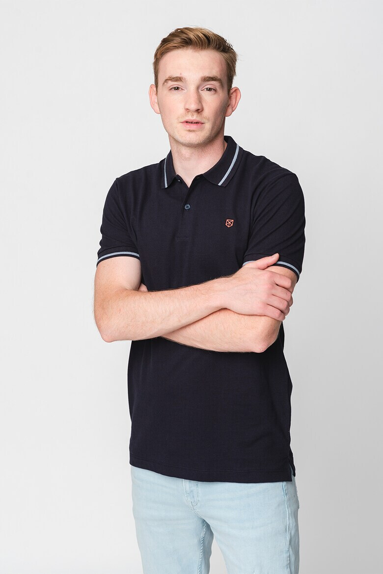 Jack & Jones Памучна тениска Bla Structure с яка - Pepit.bg