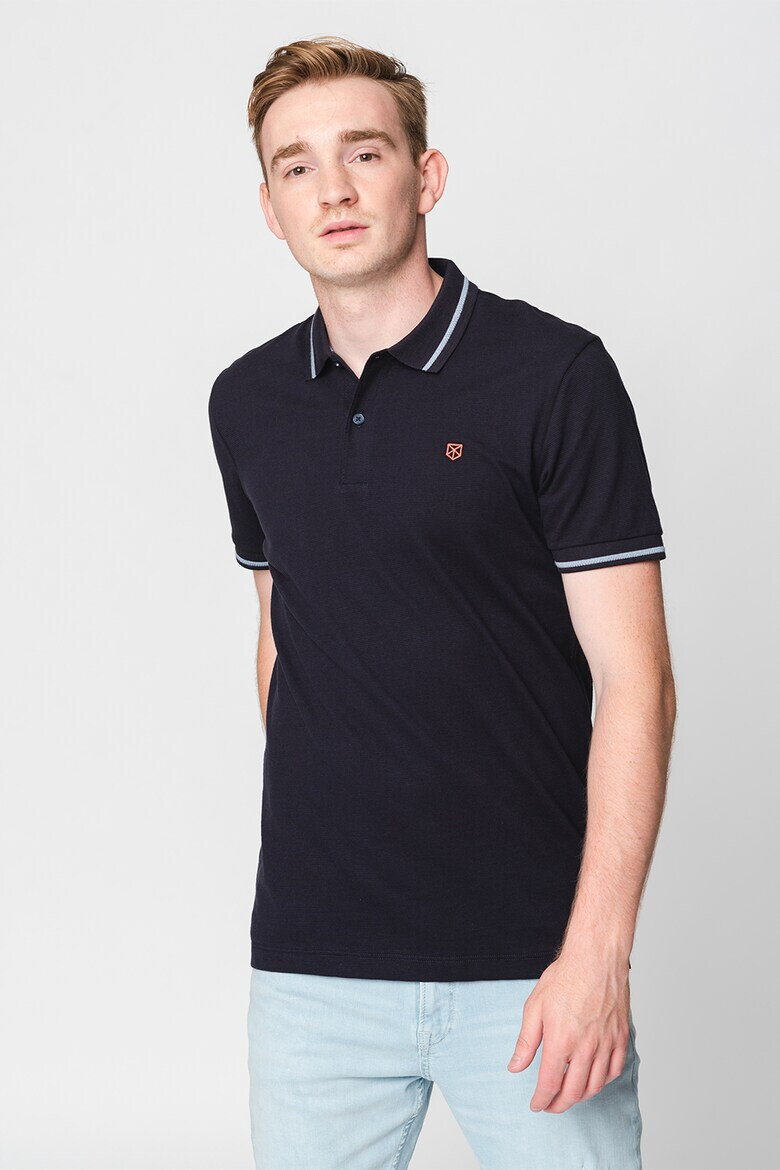 Jack & Jones Памучна тениска Bla Structure с яка - Pepit.bg