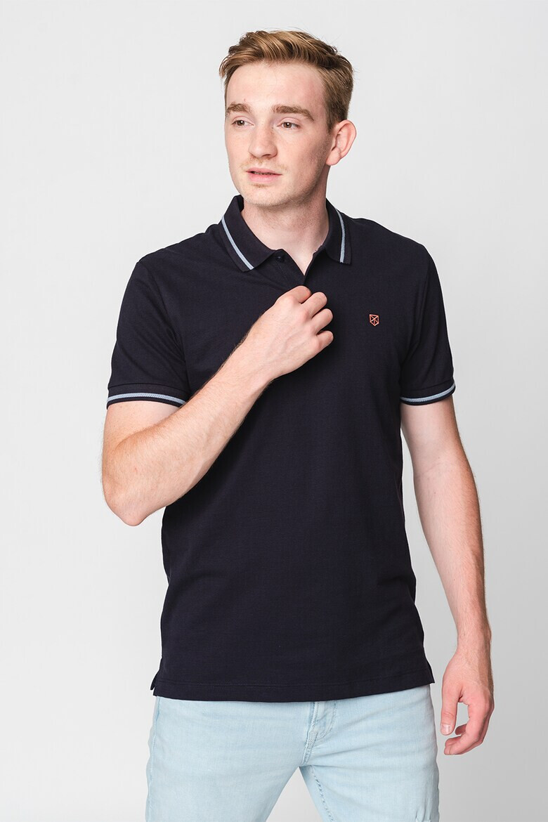 Jack & Jones Памучна тениска Bla Structure с яка - Pepit.bg