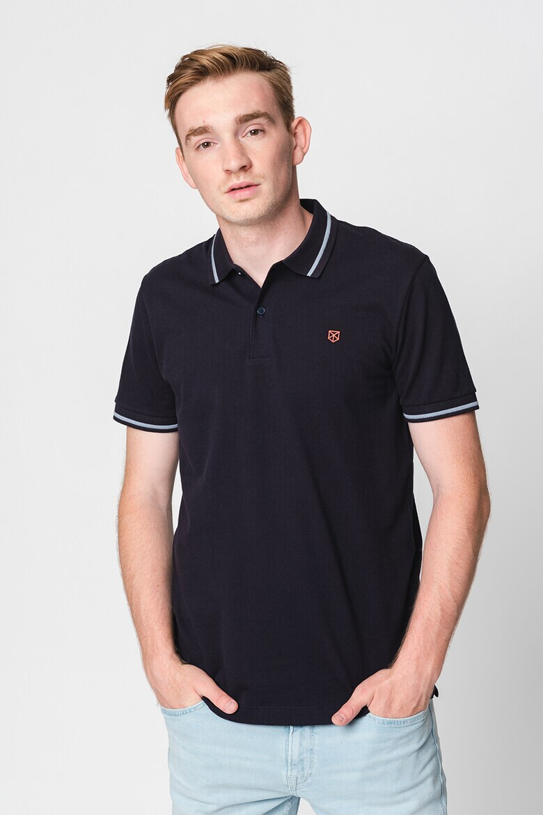 Jack & Jones Памучна тениска Bla Structure с яка - Pepit.bg