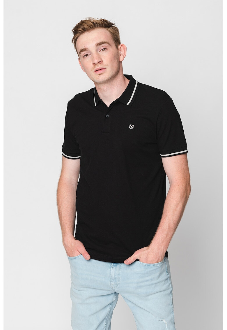 Jack & Jones Памучна тениска Bla Structure с яка - Pepit.bg