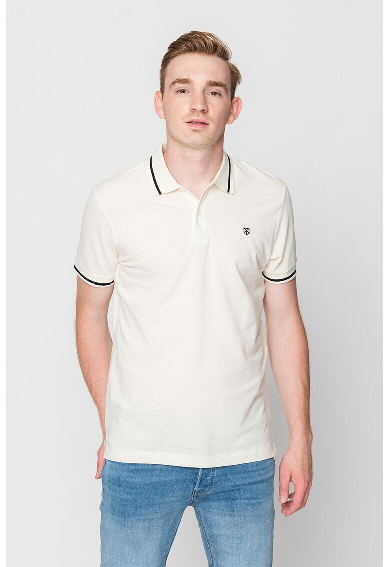 Jack & Jones Памучна тениска Bla Structure с яка - Pepit.bg