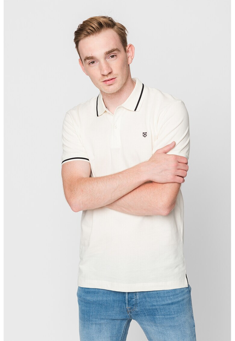 Jack & Jones Памучна тениска Bla Structure с яка - Pepit.bg