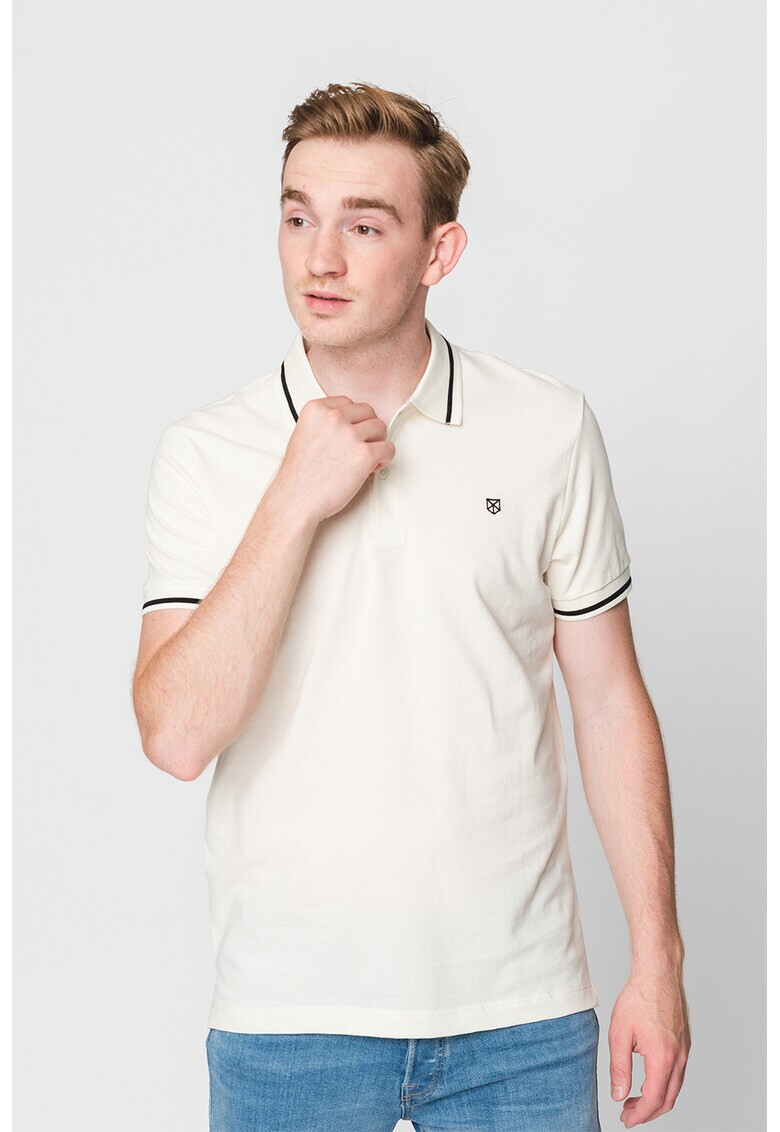 Jack & Jones Памучна тениска Bla Structure с яка - Pepit.bg
