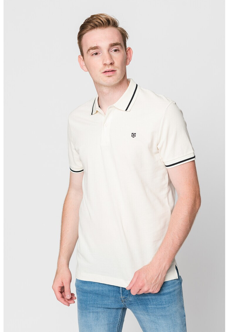 Jack & Jones Памучна тениска Bla Structure с яка - Pepit.bg