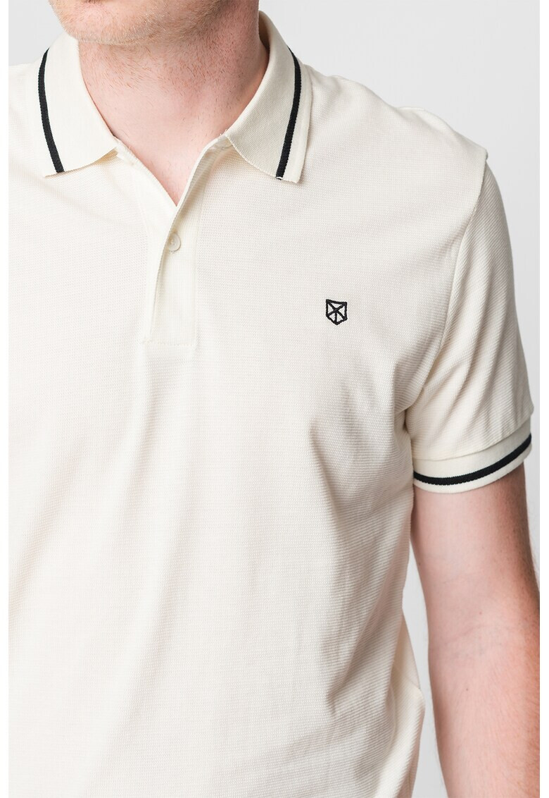 Jack & Jones Памучна тениска Bla Structure с яка - Pepit.bg