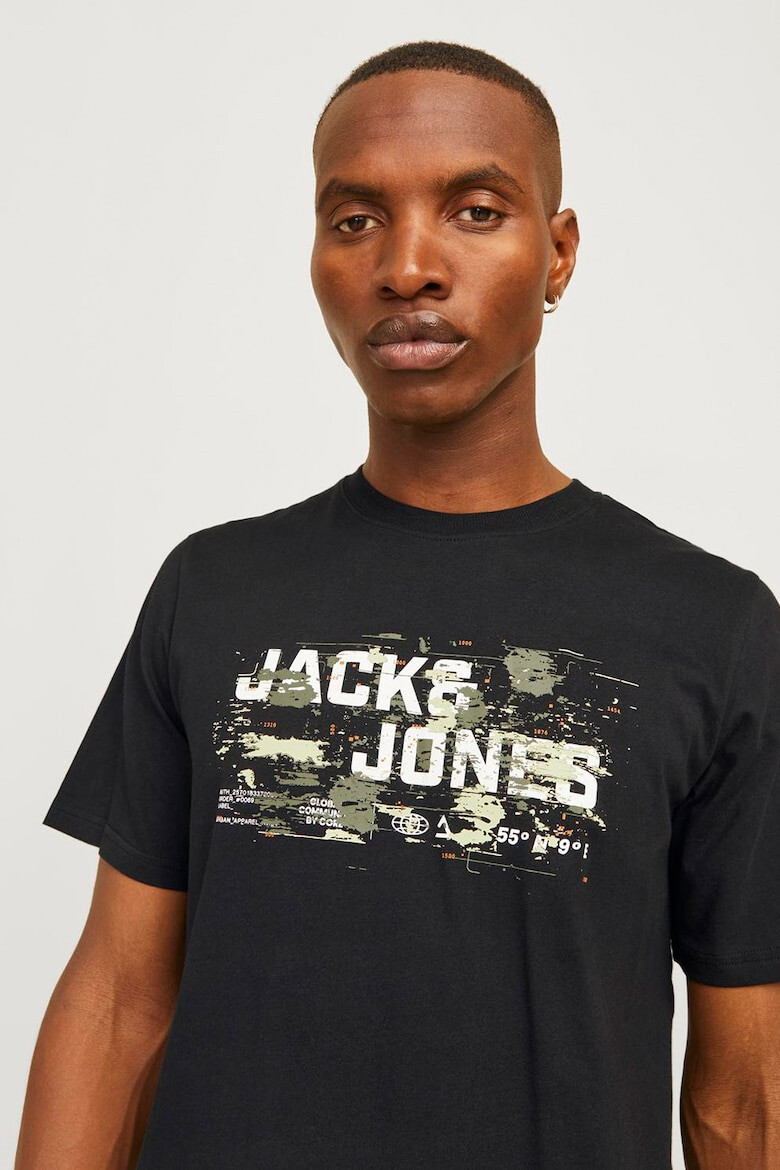 Jack & Jones Памучна тениска с лого и овално деколте - Pepit.bg