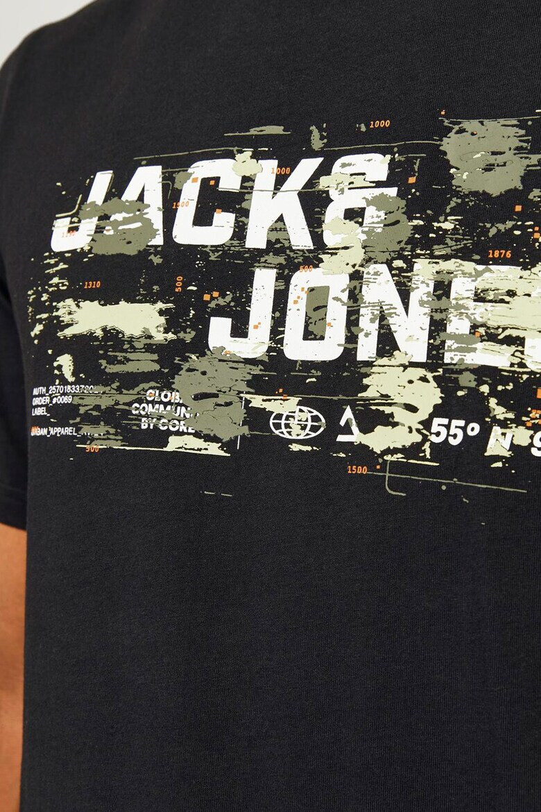 Jack & Jones Памучна тениска с лого и овално деколте - Pepit.bg