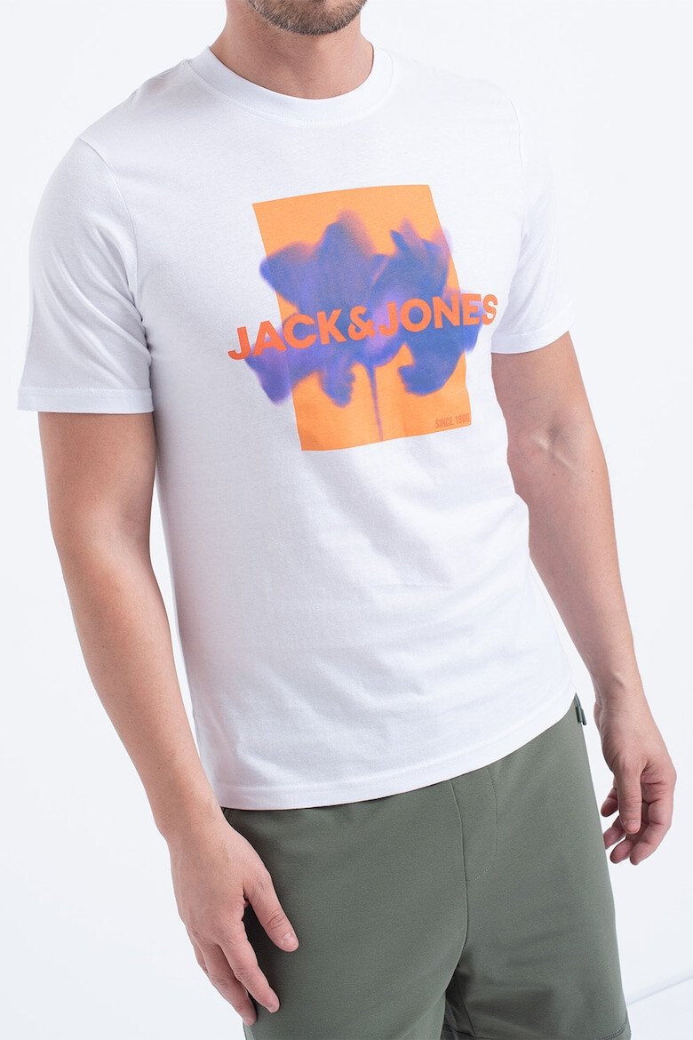 Jack & Jones Памучна тениска с овално деколте и лого - Pepit.bg