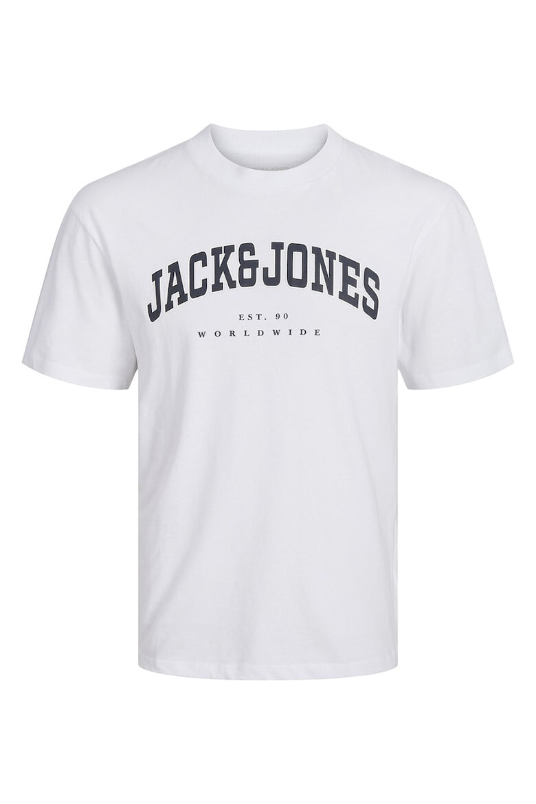 Jack & Jones Памучна тениска с овално деколте и лого - Pepit.bg