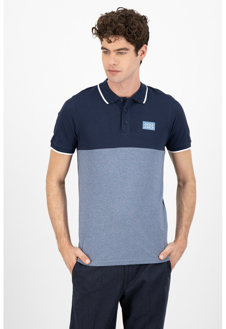 Jack&Jones Памучна тениска Zero с яка - Pepit.bg