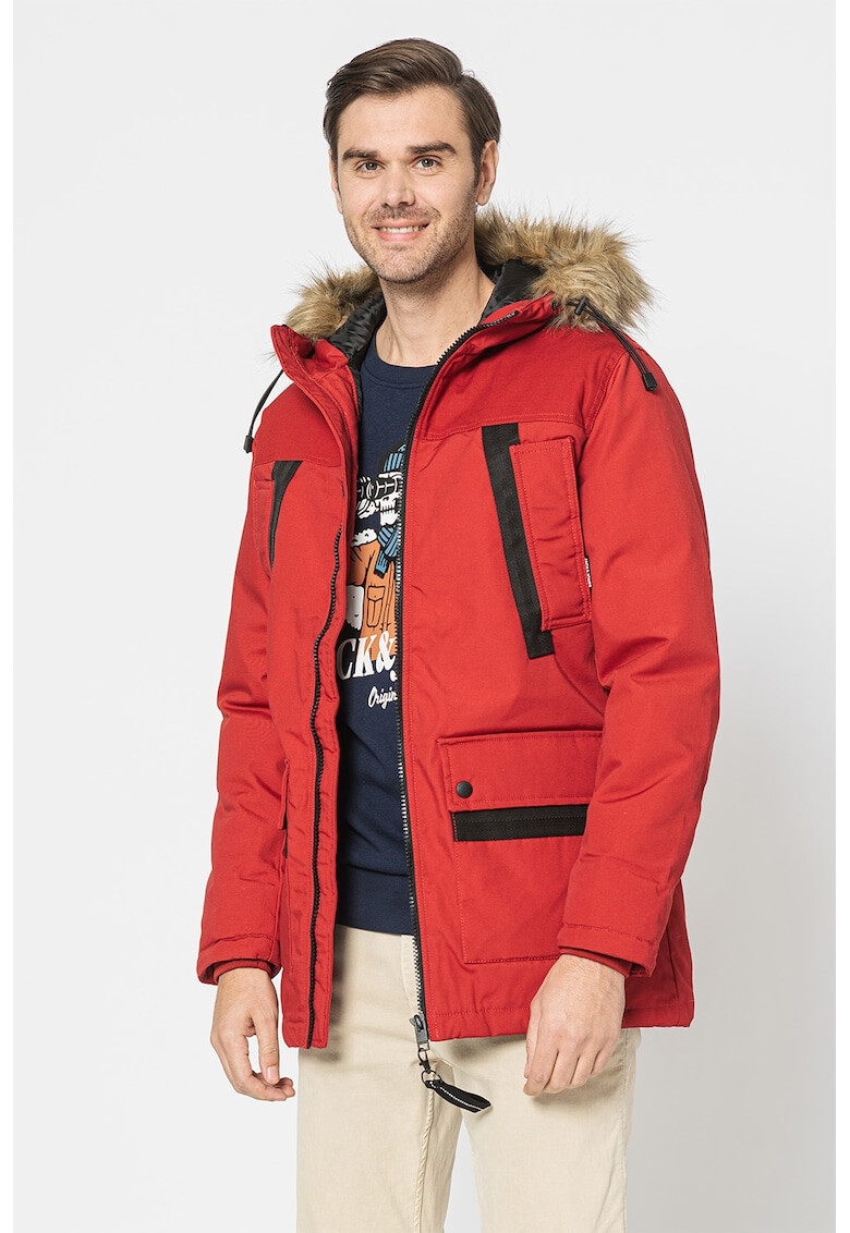 Jack & Jones Парка Rocket с еко пух на качулката - Pepit.bg