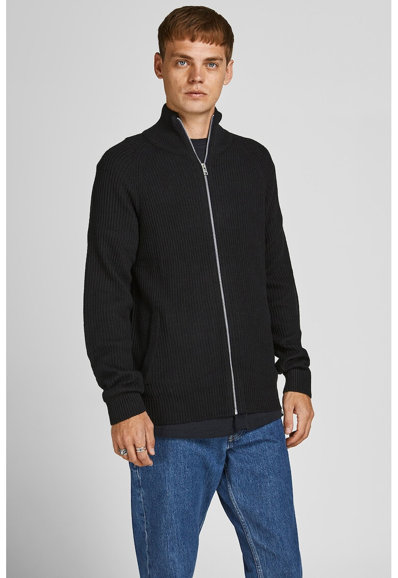 Jack & Jones Рипсен пуловер с цип - Pepit.bg