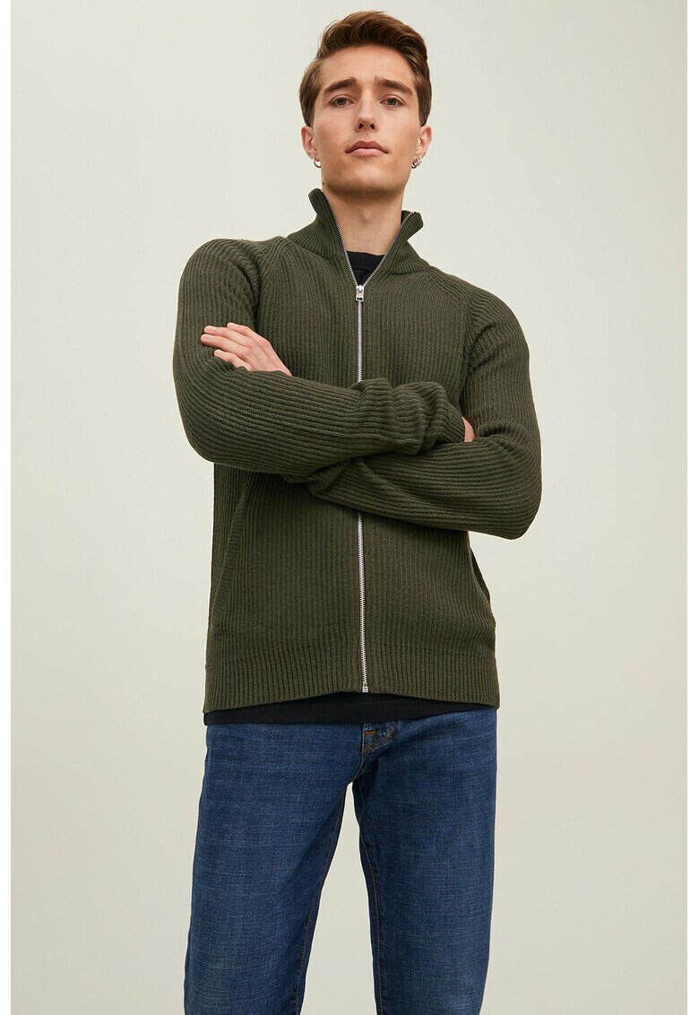 Jack & Jones Рипсен пуловер с цип - Pepit.bg