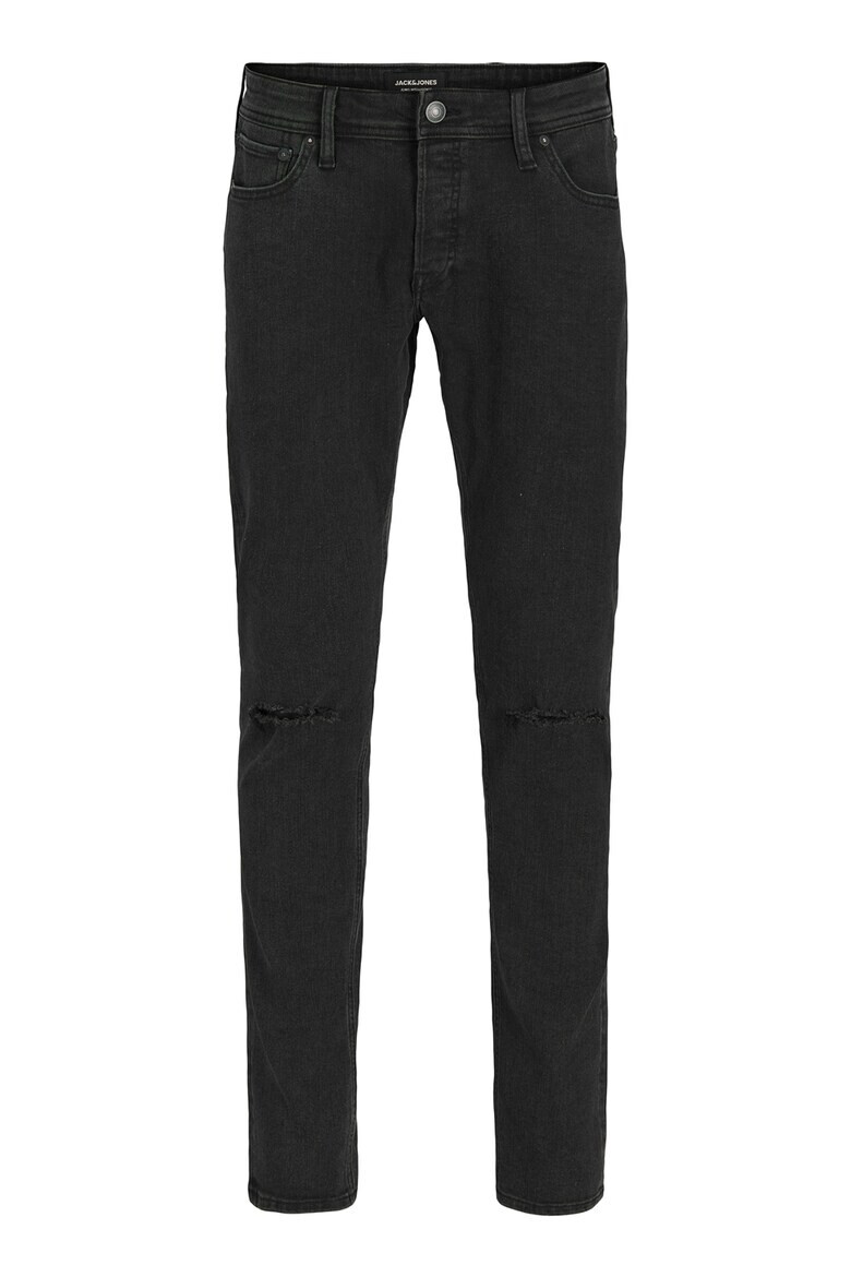 Jack  Jones Скини дънки с протрити зони - Черен - Pepit.bg