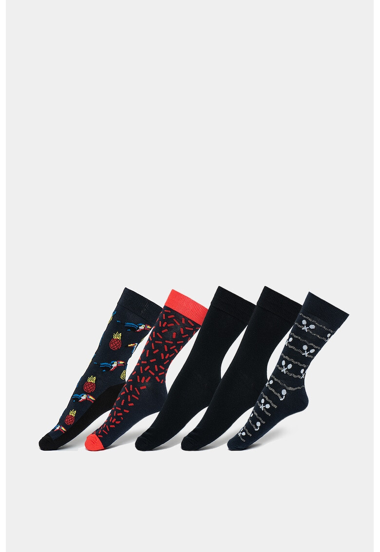 Jack&Jones Спортни чорапи с щампа - 5 чифта - Pepit.bg