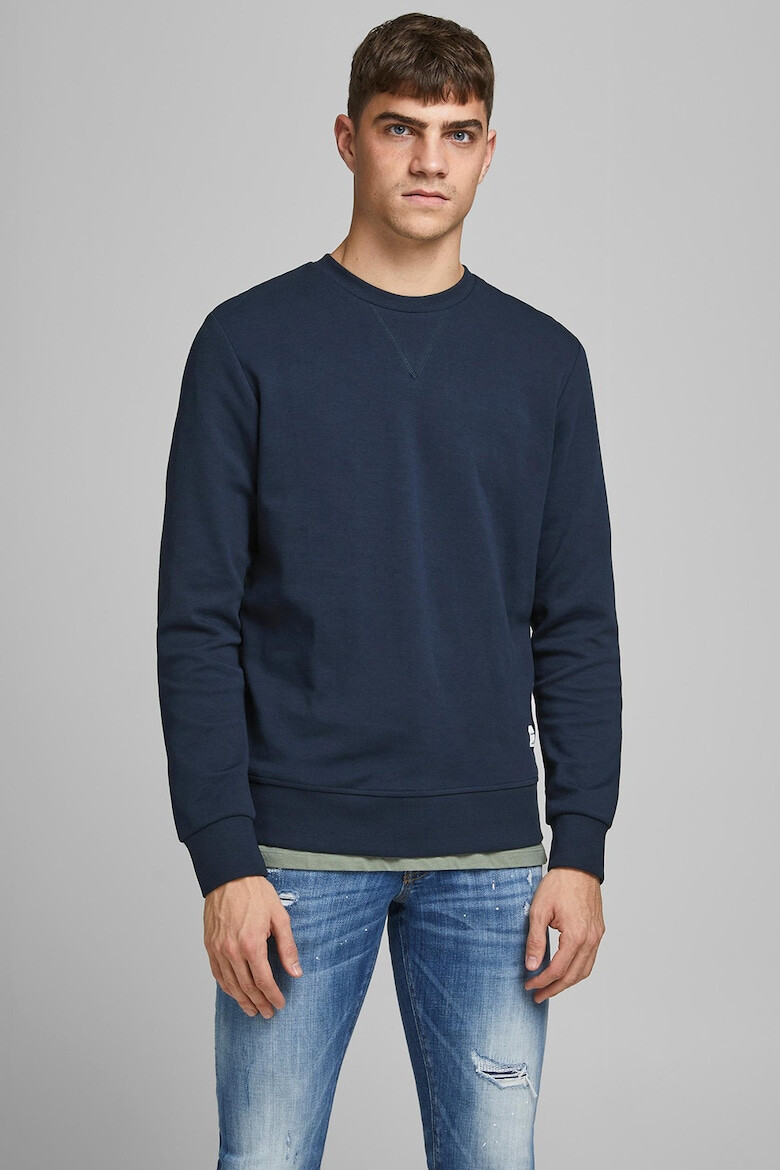 Jack  Jones Суитшърт Basic с овално деколте - Тъмносин - - Pepit.bg